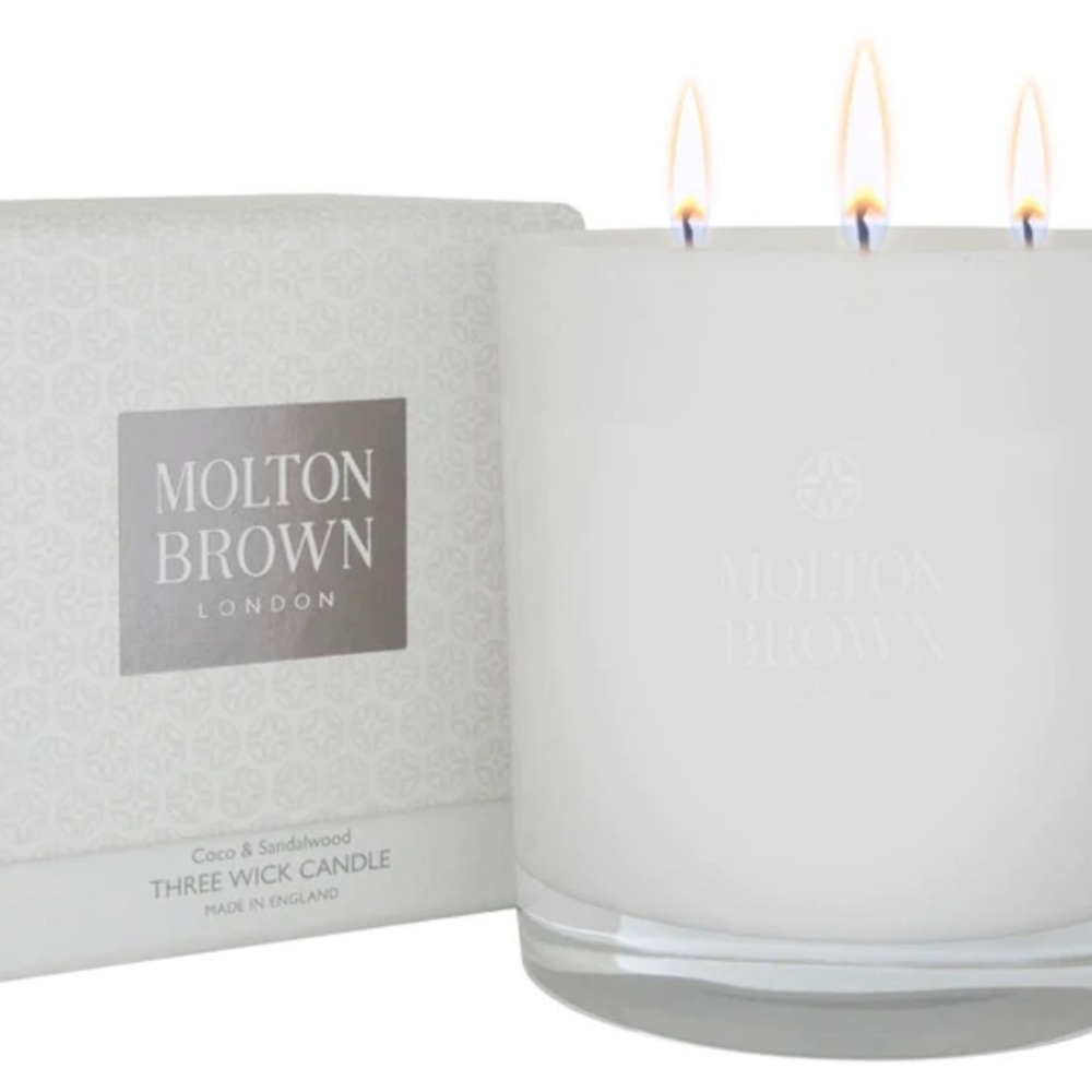 Molton Brown Coco and Sandalwood 3-wick candle. 16.9 oz. New in box.